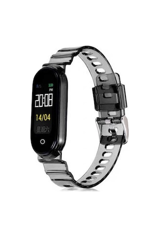 Ekılıf - Xiaomi Mi Band 5 Uyumlu - Kordon Silikon Kordon Krd-27 - Siyah