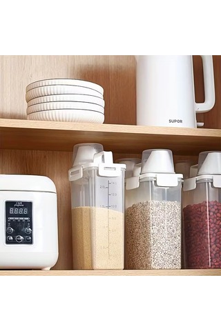 Şeffaf Kilitli Erzak Ölçü Kabı 1800 Ml Düzen Gıda Düzenleyici Kiler Düzeni Çok Renkli