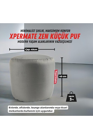 Xpermate Zen Puf Bench Fermuarlı Puf Koltuk 40x40 Antrasit