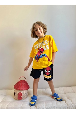 Jolly Kids Erkek Çocuk Basklı Şortlu Takım 3-10 Yaş Sarı