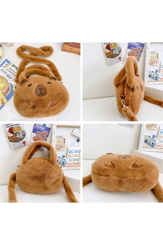 Hangfox Yumuşak Tavşan Tüyü Kapibara Desenli Çapraz Çantası - Fonksiyonel Ve Sevimli 22x22cm