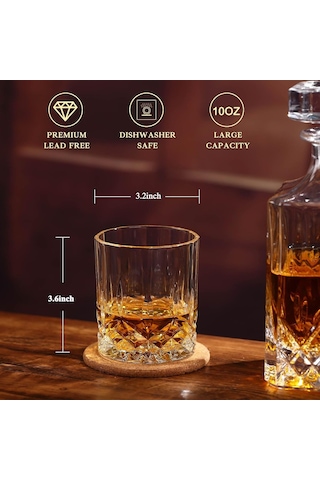 Viski Kayaları Bardak Seti Hediye Kutusunda - 2 Kristal Bourbon Bardağı Ve 2 Büyük Buz Topu Kalıbı İçerir - 10 Oz Viski, Kokteyl, Rom, Konyak, Votka İçin Eski Moda Bardaklar - Erkekler İçin Eşsiz Çok Renkli