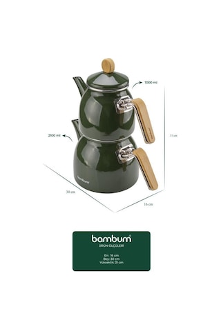 Sultan - Bambu Kulplu Çaydanlık Takımı Koyu Yeşil Koyu Yeşil