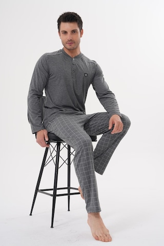 Mecit 2982 Füme Büyük Beden Uzun Kollu Erkek Pijama Takımı Füme