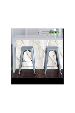Ukab Dekor Kendinden Yapışkanlı Esnek Köpük Beyaz Pvc Mermer Panel 60x30 Cm Banyo Wc Mutfak Gri Ve Altın Desenli M