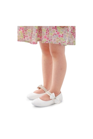 Kiko Kids Cırtlı Kız Çocuk Taşlı Babet Ayakkabı 252 Cilt Beyaz 001