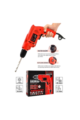Assur ASR203 580W 10MM Elektrikli Matkap Kırmızı