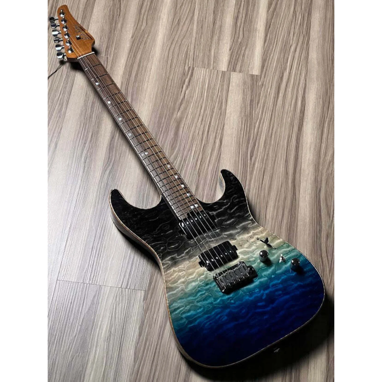 Soloking Ms-1 Custom 24 Hh Quilt With Rosewood Fb İn Ocean Storm Double Wipeout Jescar W/gigbag