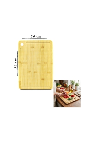 Lunaev 26x36x1.8 Cm Ahşap Bambu Kesim Panosu - Kesme Tahtası 25 X 35