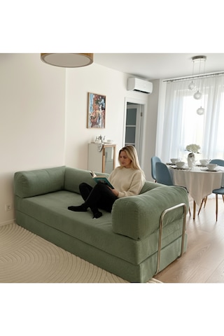 90x180 Kanepe - Fitilli Kadife Yıkanır Silinir Pratik Yer Yatağı 50 Dns Bondex 90x180cm Yeşil