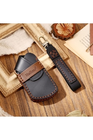 Novahub Hallmo Golf 8 Araba Sığır Derisi Anahtar Kılıfı Siyah