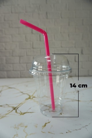 Plastik Milkshake Bardağı Kapak Pipet 12 Oz 350 Cc - 100 Adet