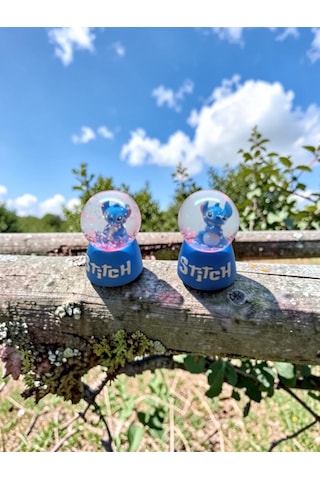 Ayder Online Satış Işıklı mavi renk 2 li Stitch Kar küre4cm-6cm