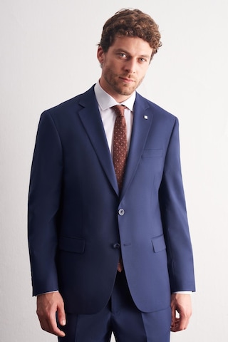 İmza Lacivert Mono Yaka Kendinden Çizgili Desen Esnek 4 Drop Comfort Fit Classic Takım Elbise 1001255159 Lacivert