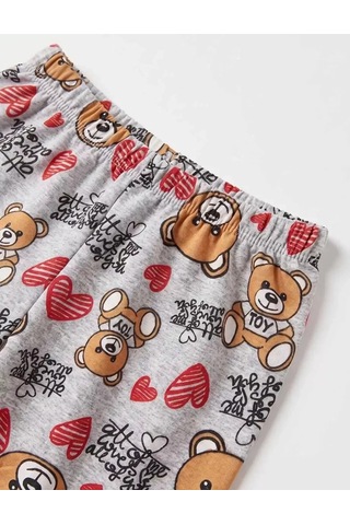 Veraura Lifestyle 4/10 Yaş Ayıcık Baskılı Pamuk Penye Çocuk Pijama Takımı Kırmızı