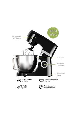 Kumtel HSM-02 1800 W 4.5 L Dondurma Yapma Aparatlı Hamur Yoğurma Makinesi