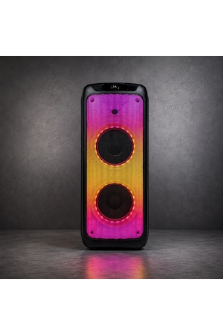 Hepu Hp 943 Taşınabilir Şarjlı Bluetooth Parti Hoparlörü 2 10 İnc Woofer 80 W Rms Extra Bass Karaoke Mikrafon