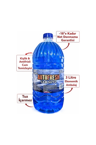 Oto Cam Suyu 3 Litre -18 C Derece Antifrizli Tuz İçermez Antifrizli Kışık Camsuyu 3 Lt