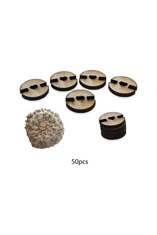 Homyl 50x Ahşap Pom Düğmeleri Ponpon Tutucular, Şapka Için