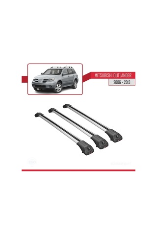 Mitsubishi Outlander 2006-2013 Arası İle Uyumlu Ace-1 Ara Atkı Tavan Barı Gri 3 Adet Bar