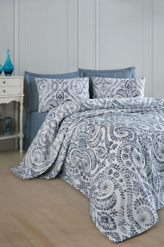 Doğal Pike Baskılı Çift Kişilik Loop Mavi Mavi