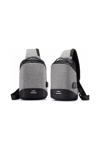 Maoyaya Kulaklık Hattı Deliği Oxford Taşınabilir Gri Tek Omuz Günlük Çantası, Usb Şarjlı Çok Fonksiyonlu Gri