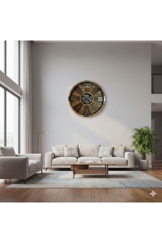 Galaxy Crk-835 Premium Ahşap İthal Dönen Çarklı Roma Rakamlı Otantik Kadranlı Ceviz Duvar Saati 80x80x8 Cm Kahverengi