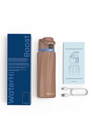 Waterh Boost Akıllı Termos Hidrasyon Takibi Yapan, Yalıtımlı 0,95l / 32oz Akıllı Şişe Kahverengi