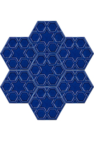 Armada Çini 15x17 Cm Rölyefli Yıldız Kobalt Altıgen Çini Karo