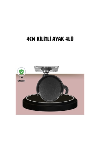 Kilitli 4 Cm Tekerlek Ayak 4 Lü Set Zemin Koruyucu Renkli