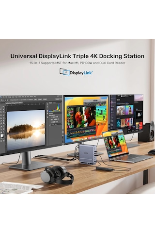 Unitek Universal Displaylink Üçlü 4k Bağlantı İstasyonu Adad9unı0002