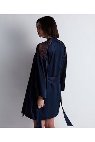 Aubade Midnight Whisper Kimono Zarif Seide Ve Dantel Detaylı Mavi
