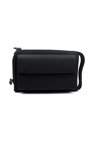Alphaclub Bag Erkek Hakiki Deri Siyah El Çantası Clutch Portföy Çanta