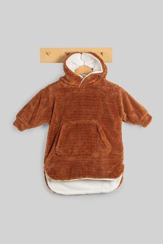 Luckka Heritage Çift Katlı Wellsoft Çocuk Giyilebilir Battaniye - Peluş Panço Oversize - Ztpufbat Kahverengi