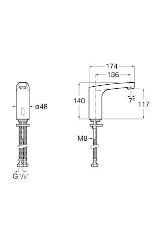 Roca A5A5C09C00 L70 Fotoselli Tek Su Giriş Pilli Lavabo Bataryası