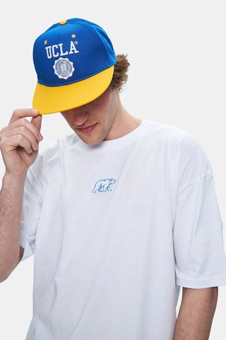 Ucla Sınclaır Beyaz Nakışlı Bisiklet Yaka Baskılı Standard Fit Erkek Tshirt Beyaz