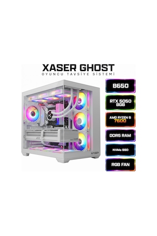Xaser GHOST X100 R5-7600 16 GB 512 GB M.2 NVMe SSD 8 GB RTX5050 Free Dos Masaüstü Oyuncu Bilgisayarı