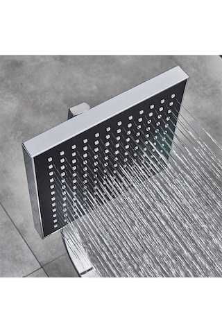 Duş Başlığı Kare Tasarım Tepeleme Ve El Duş Başlığı Krom Banyo Duş Seti Gri