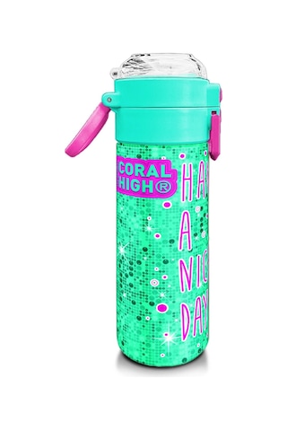 Coral High Kids Pembe Su Yeşili Kedi Desenli Pipetli Ve Direkt İçim Çelik Termos 500 Ml 31806 Yeşil - Kahverengi