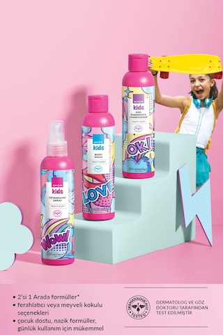 Avon Kids Meyve Kokulu Saç Kremi Şampuan Vücut Şampuanı Ve Saç Açıcı Sprey Seti