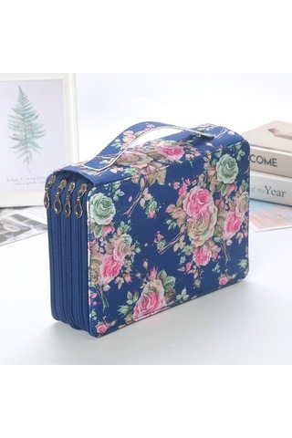 Willowhaven 252 Delik Mavi Sanat Fırça Kutusu, Büyük Kapasiteli, Taşınabilir, Renkli Kurşun Depolama Mavi