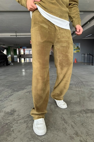 Mass Plus Oversize Fermuarlı Dik Yaka Baggy Pantolonlu Polar Takım Haki