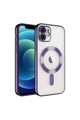 Apple Uyumlu iPhone 12 Kılıf Magsafe Kamera Lens Korumalı Logo Gösteren İnce Hafif Ata Pro Tech Siyah