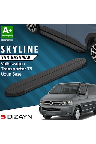 S-dizayn Vw Transporter T5 Uzun Şase Skyline Siyah Yan Basamak 253 Cm 2003-2015 A+ Kalite
