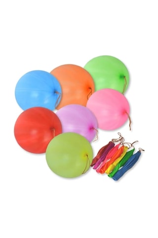 Lastikli Balon 100'lü Ipli Zıpzıp Atom Balon Punch Panç Balon Büyük Boy Renkli Balon 100 Adet Çok Renkli