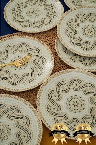 Efes 6'lı Porselen Pasta Tabağı Desenli