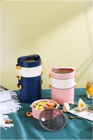 Backpacker Paslanmaz Çelik Yemek Kutusu 1800 ML Pembe