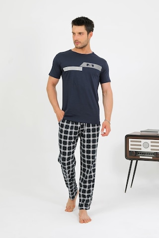 Akbeniz Erkek Pamuk Kısa Kol Pijama Takım Lacivert 6875 Lacivert