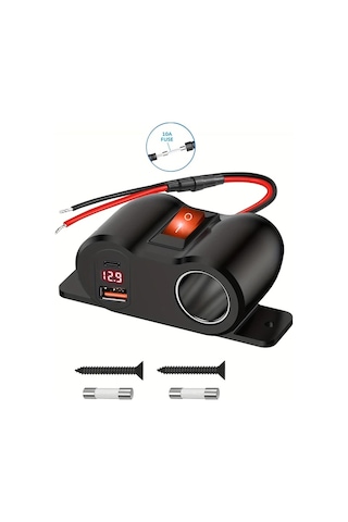 Kırmızı Işık Pd3.0+qc3.0 12v Çift Usb Çıkışlı Sigara Çakmak Soketi Güç Anahtarlığı İle, Pd3.0 Usb C Ve Qc3.0 Usb Portlu Araba Şarjı Voltmetreli, Tekne Deniz Kamyonu Utv Rv Araba Golf İçin 12 Volt Güç Adapteri