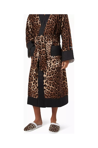 Dolce & Gabbana Casa Unisex Leopar Desenli Terlik, Pamuklu, Yumuşak & Rahat Kahverengi
